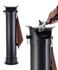 Pro Level Espresso Knock Box Floor Standing Coffee Grounds Bucket Vertical Detachable Pail With Eco Bags And Quick Wipe Towel matte black with towel.