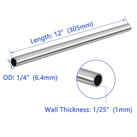 thick-walled 304 stainless steel tube with 12 inch length, polished