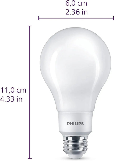 Five Shade White Dial LED A19 Bulbs Dimmable 40W Equivalent Four Pack Multi CCT dimensions illustration