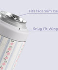Keep It Frosty Insulated Stainless Steel Can Cooler For 12 Oz Slim Beverages Hella Cold Drink Holder With Zero Condensation Primrose Sleeve close-up with snug fit wings.
