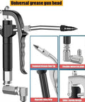 Portable Pneumatic Grease Gun Kit 80 to 1 Heavy-Duty High-Pressure Lubricator for Cars, Trucks and Machinery, 0.9 L/min Flow at 40-50 MPa grease gun head with alloy grip and flexible joint.