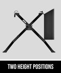 Built Tough 15 Amp 8 1/4 Inch Compact Table Saw with Quick Release Folding Stand in two height positions.