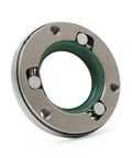 Heavy Duty Atv Starter Clutch With Three Sprag Bearings And Mounting Screws For Cg200 Cg250 Engines, showing gray iron body with green inner section.