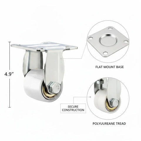 Turn Heavy Furniture Into Mobile Workstations With Durable Polyurethane Caster Wheels On Flat Mount Bases 4.9 Inch Height
