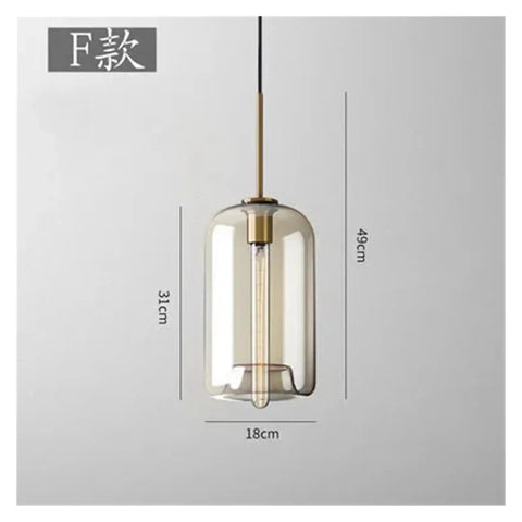 Nordic Industrial Glass Pendant Light Modern Single Lamp for Dining Bar Creative Decor,Artistic, 49cm height, gold accents.