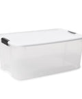 Ultra Latching Storage Boxes 4 Pack Clear 116 Quart with lids, heavy duty plastic organizer, see through for easy identification