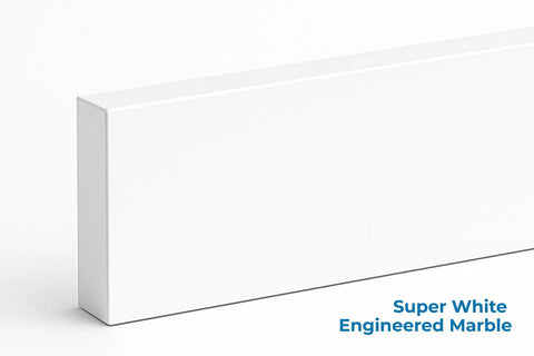Super White Engineered Marble Bathroom Vanity Sink Backsplash Sidesplash 4X22 Inch Straight Up Splash Guard Countertop Edge Protector Clean Modern Surface Easy Peasy Install Zero Hassle Home Upgrade