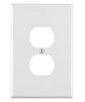 Oversized 1-Gang Duplex Device Receptacle Wall Plate With Thermoset Construction Built To Last For Durable Crack Resistant Mounting Device Mount Easy To Install With Standard Screws White Finish Fits Most Outlets And Home Decor 88103, front view