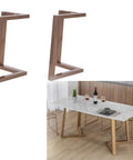 Set Of Two Heavy Duty Steel Table Legs For Kitchen Dining Tables And Craft Benches With Adjustable Leveling Feet in brass finish.