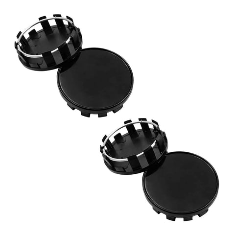 Solid 4 Pack Wheel Center Caps Black 2.36 Outer Diameter 2.2 Inner Diameter Tough ABS Plastic Rim Hub Covers glossy design