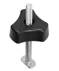 Heavy Duty Quick Acting Hold Down Clamp Set For Ttrack And Tslot Router Tables With M8 Fasteners and slick twist handle top view.