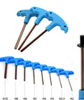 Awesome Durable T Handle Hex Key Wrench Set With Long Alloy Arms For Furniture Assembly And Car Repair Fixing Jobs Blue Tool Kit H2 To H10 Sizes, H2-H10