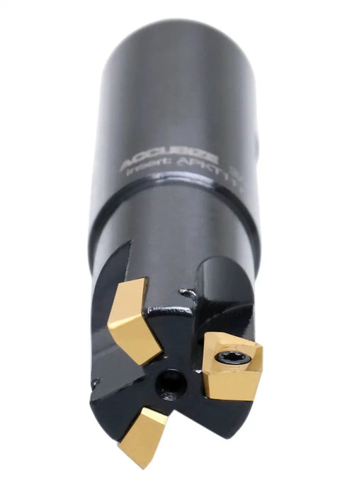 Beefy Three Quarter Inch Square Shoulder Indexable End Mill With 90 Degree Cut, Ten APKT11T308 Carbide Inserts, Three Quarter Inch Shank, Three Point Five Inch Overall Length, Heavy Duty Shoulder Milling Tool