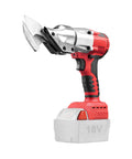 Heavy Hitter Brushless Cordless Metal Shear Fits Milwaukee 18V Battery showing pivoting head design and sleek grip, ideal for metal cutting.