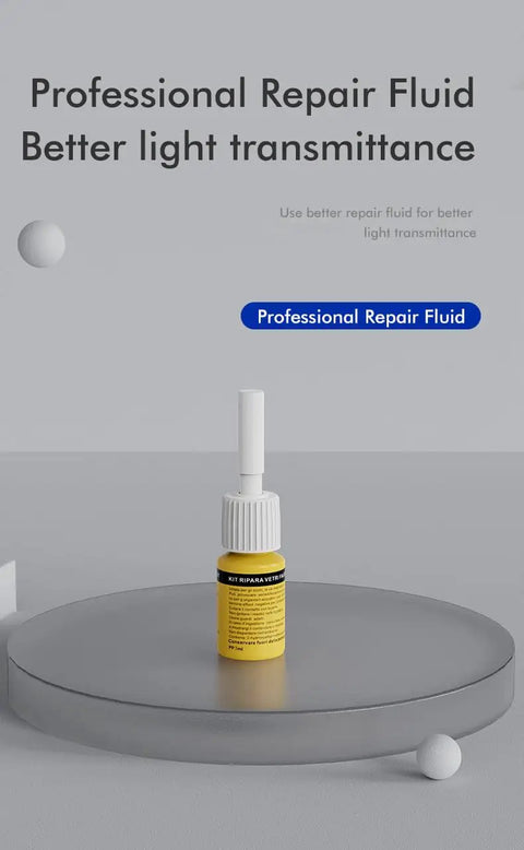 Professional repair fluid bottle for Windshield Crack Repair Kit With Vacuum Suction For SUVs Trucks And Windows Delivers Invisible, Long Lasting, Hassle Free Chip And Crack Repair In Minutes Stops Crack Spreading In Just 20 Minutes With Professional Grade Resin And Easy, Clear Finish.