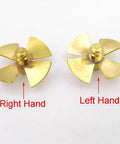 Four Blade Copper RC Boat Propeller For 24mm And 26mm Shafts M3 Thread Left Hand High Torque Impeller next to right-hand version