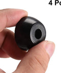 Close-up of Tough Rubber Feet Bumpers Pack With Metal Washer Inserts, Black 30mm Diameter Base, 4 Pack