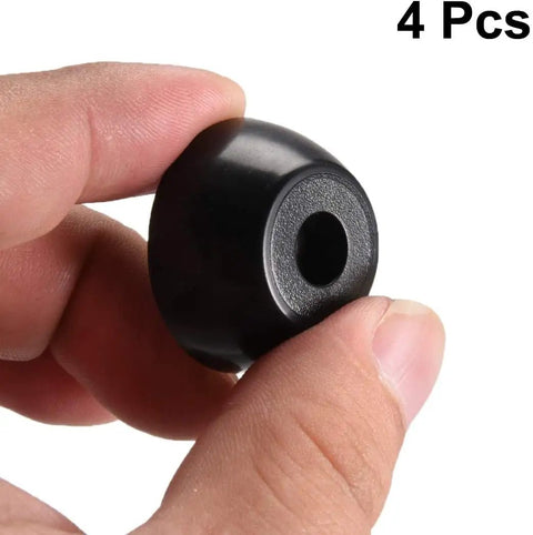 Close-up of Tough Rubber Feet Bumpers Pack With Metal Washer Inserts, Black 30mm Diameter Base, 4 Pack