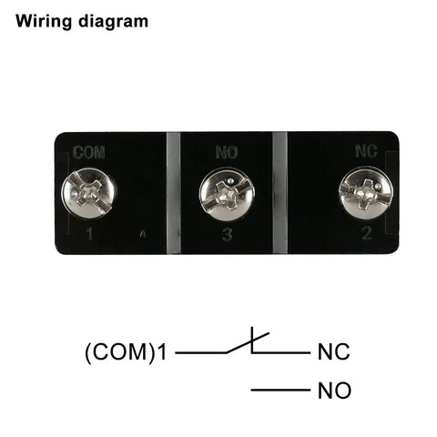 Wiring diagram for Panel Mount Micro Switch With Plunger Actuator 1NO 1NC SPDT 10A 250VAC Built Tough Momentary Limit Switch With 3 Screw Terminals Industrial Grade Precision Position Sensing CE Certified