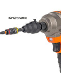Flip Socket Conduit Reamer Driver 3-In-1 Impact Tool With Quick-Connect Cushion-Grip Handle And Magnetic Bit Holder in use