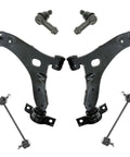 Straight Up Replacement Front Steering And Suspension Kit For Ford Focus Including Control Arms Ball Joints Tie Rods And Sway Bar Links Rock Solid Mounts, showing control arms and sway bar links.