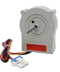 Front view of Refrigerator Condenser Fan Motor Replacement For LG Haier 12V 1A ODM001F4A EAU63923601 with wires and connector