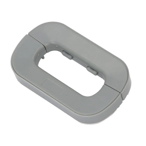 Close-up of Heavy Duty ABS Refrigerator Lock With Double Finger Buttons for Childproofing, gray color.