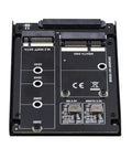Dead Simple Hella Reliable Dual MSATA NGFF B Plus M Enclosure Supports JBOD RAID0 Span Modes Plug And Go 2 Point 5 Inch Sata Storage Bracket showing top view with slots.
