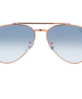 Dope Unisex Aviator Sunglasses Rose Gold Frames With Clear Gradient Blue Lenses 58mm