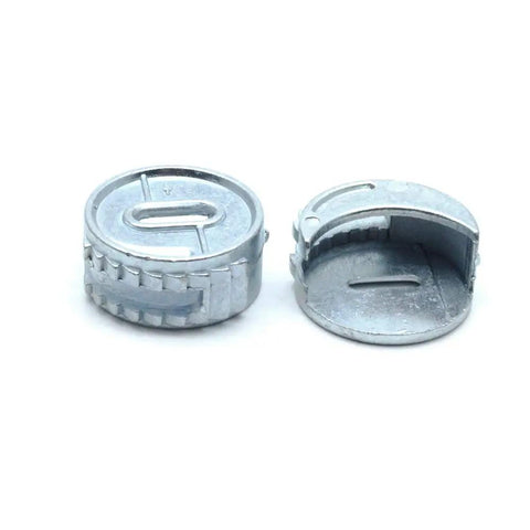 Rugged Zinc Alloy Cam Connectors Designed For Zero Hassle Woodworking Assembly In A Ten Piece Kit Sized At 25 mm for cabinets.