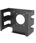 Solid Metal Under Desk Computer Mount With Vertical Tower Stand Holder To Salvage Desk Space And Keep Your Main Rig Or Workstation Setup Tight And Totally Clutterfree Daily, black steel frame with cable routing holes.