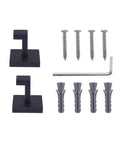 Matte Black Stainless Steel Wall Hooks Two Pack Heavy Duty Coat and Towel Hangers for Bathroom and Kitchen Square Modern Mount Rustproof and Durable