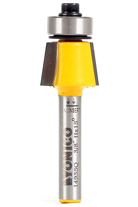 Bevel Router Bit 15 Degree With One Quarter Inch Shank Two Flute Carbide Cutter For Trim Applications And Countertop Veneers