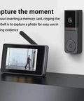 Wireless Video Doorbell Camera With No Subscriptions And Bluetooth Pairing, Real Time Two Way Intercom, 1080P Video, 120 Degree Field Of View, No App Or Wi Fi Needed, Easy Mount With Adhesive Or Screws, Includes 4.3 Inch Monitor displayed on surface