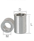 Heavy Duty Cnc Aluminum Spacer Sleeves With Non Threaded Standoff Washers In Exact M5 Size And Twenty Millimeter Length Silver Finish showing size and shape