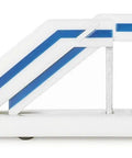 Self Propelled Passenger Stairs Scale Model Kit For Collectors, Multi Color MiniKit With Realistic Details, white and blue side view.