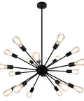 Dope Black Sputnik Chandelier With 18 Lights Adjustable Height Pendant Light For High Ceilings Industrial Mid Century Vintage Style