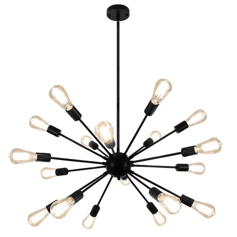 Dope Black Sputnik Chandelier With 18 Lights Adjustable Height Pendant Light For High Ceilings Industrial Mid Century Vintage Style