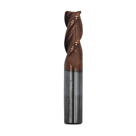 1/2 Inch Solid Carbide Corner Radius End Mill For Aluminum With 37 Degree Helix And 0.060 Inch Corner Radius, Three Flutes, ZRN Coated Cutter