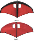 Front and back view of Wind Wing Foil For Surfing And Kitesurfing, inflatable with dope TPU canopy and nylon handle, red color.