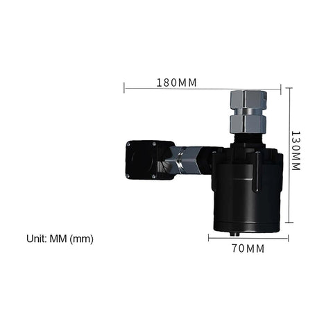 Smart Toilet Booster Pump 110V 220V No Tank Silent Ultra Quiet High Flow Automatic Pressurization Waterproof 24V Safe Low Voltage Hydraulic Powerhouse For Home, side view with dimensions.
