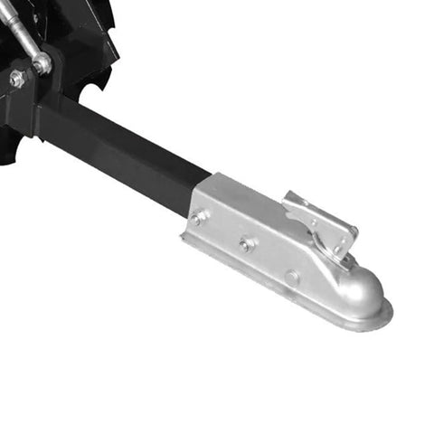 Tow Behind Disc Harrow For ATV UTV And Utility Tractors 33 Inch Wide With 12 Inch Pneumatic Tires, close-up of metal hitch