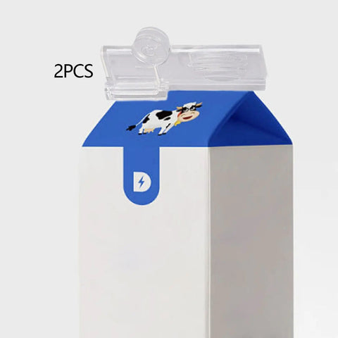 2X Clear Milk Carton Sealing Clips Keep Boxed Drinks Fresh And Prevent Messy Spills In Dorms, Studios, And Kitchens, on milk carton.