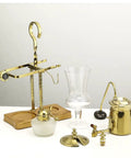 Killer Retro Glass Siphon Coffee Maker Smooth Siphon Brewer With Easy Clean Design, brass parts and glass vessels shown.