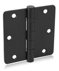 Three Pack Of 304 Stainless Steel Door Hinges In Matte Black With Non Removable Pin Heavy Duty Ball Bearing 3 Point Five Inch For Commercial And Residential Doors With One Quarter Inch Radius