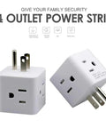 Four Way Wall Tap Outlet Extender For Home Office And Kitchen 4 Grounded AC Outlets Power Strip 120V 15A Up To 1800W Easy Plugger Fits Bulkier Plugs USA Plug Adapter