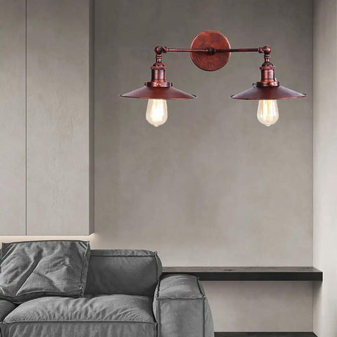 Badass Industrial Vintage Dual Light Wall Sconce Featuring Adjustable Metal Arms For Instant Room Upgrades Rock Solid Construction Easy Install In Stunning Chrome Or Sleek Matte Black Finishes Today in a modern living room.