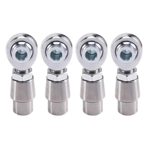 Shed Built Heavy Duty 4 Piece Rod End Kit With Spacers Tube Adapters Jam Nuts 5 8 Inch 18 Thread Left Right Hand Swap, close-up view of rod ends.