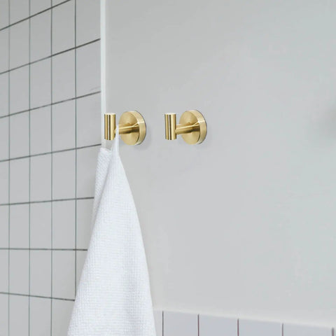 Budget Friendly Brushed Gold Bathroom Hardware Set 5 Piece Wall Mount Includes Towel Bar Toilet Paper Holder Towel Ring And 2 Robe Hooks Modern Durable Bath Accessories For Easy Install