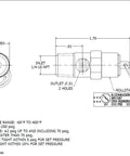 Front and side views of brass 1/4 in NPT economy soft-seat safety pressure relief valve, USA made (80 psi, 42 SCFM)